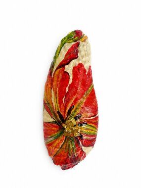 Hand-Painted Decorative Seashell | Mixed Media Coastal Decor | One-of-a-Kind